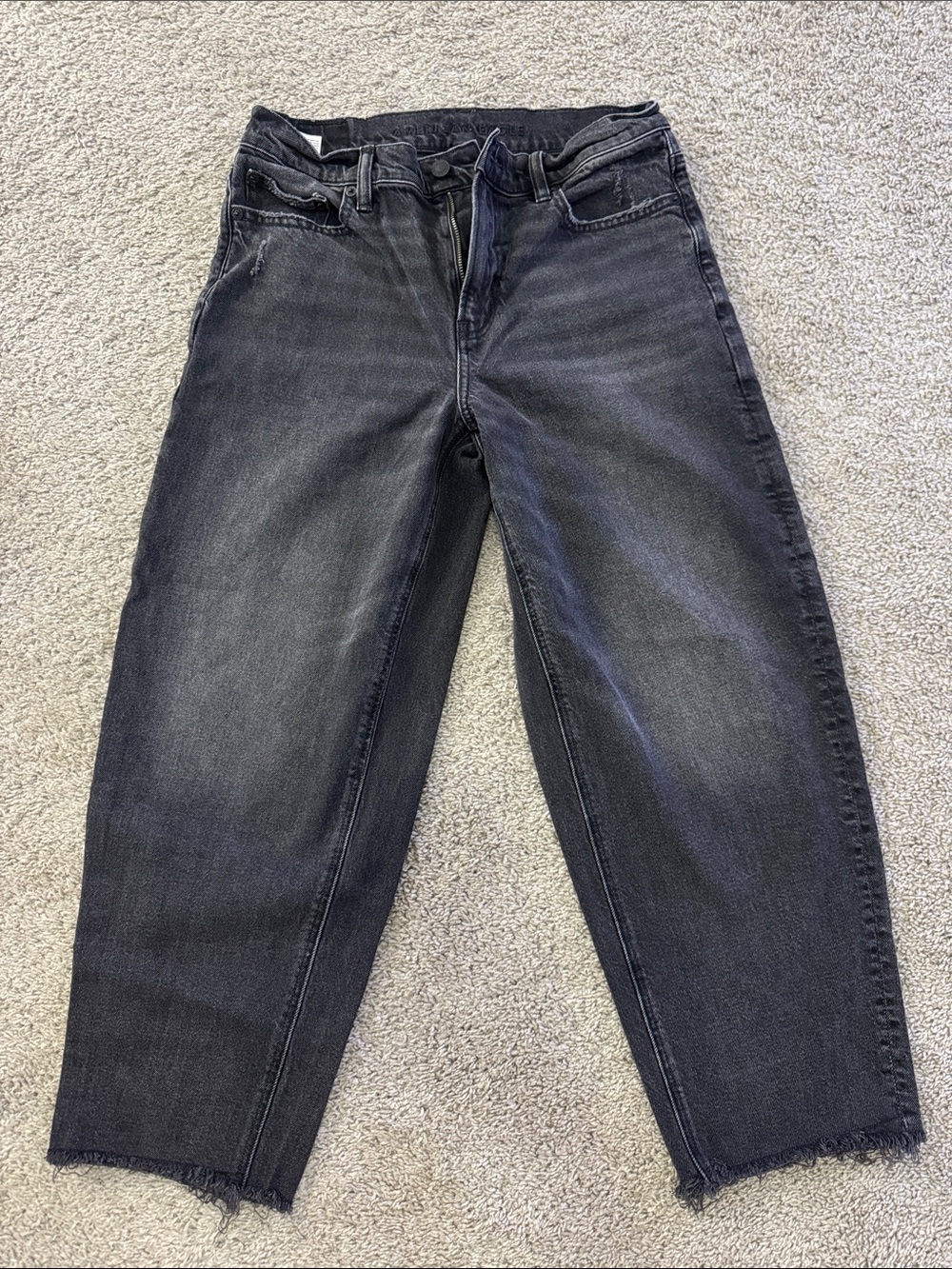 American Eagle Outfitters Washed Black Straight-Crop Jeans